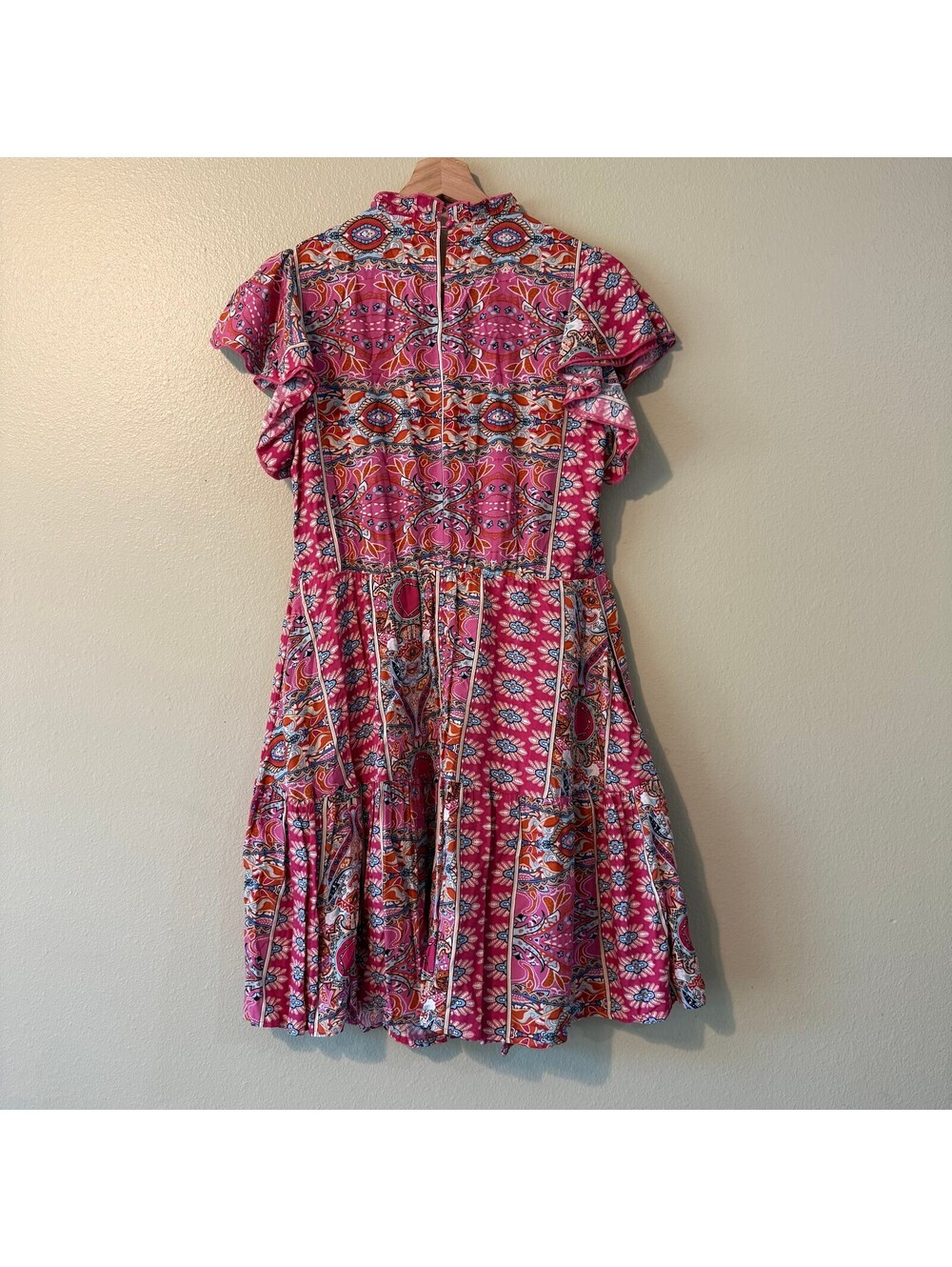 Kirundo Pink Patterned Viscose Dress with Ruffle Detail S - Picture 2 of 8